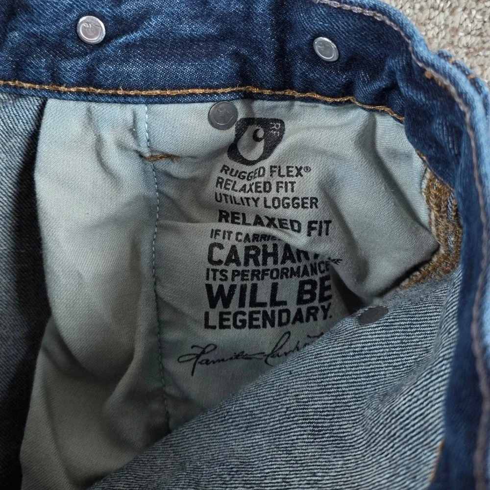 Carhartt Rugged‎ Flex Relaxed Fit Utility Logger Double Knee Jeans 40x32 Dark